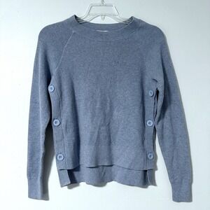 Stella & Dot Women's Steel Blue Merino Wool‎ Blend Sweater Side Buttons XS NWOT